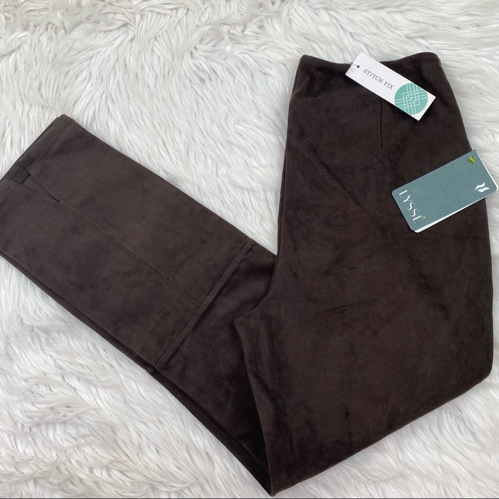 Lysse Stitch Fix Elaina Sueded Straight Leg Pull On Pants Brown Size M NWT